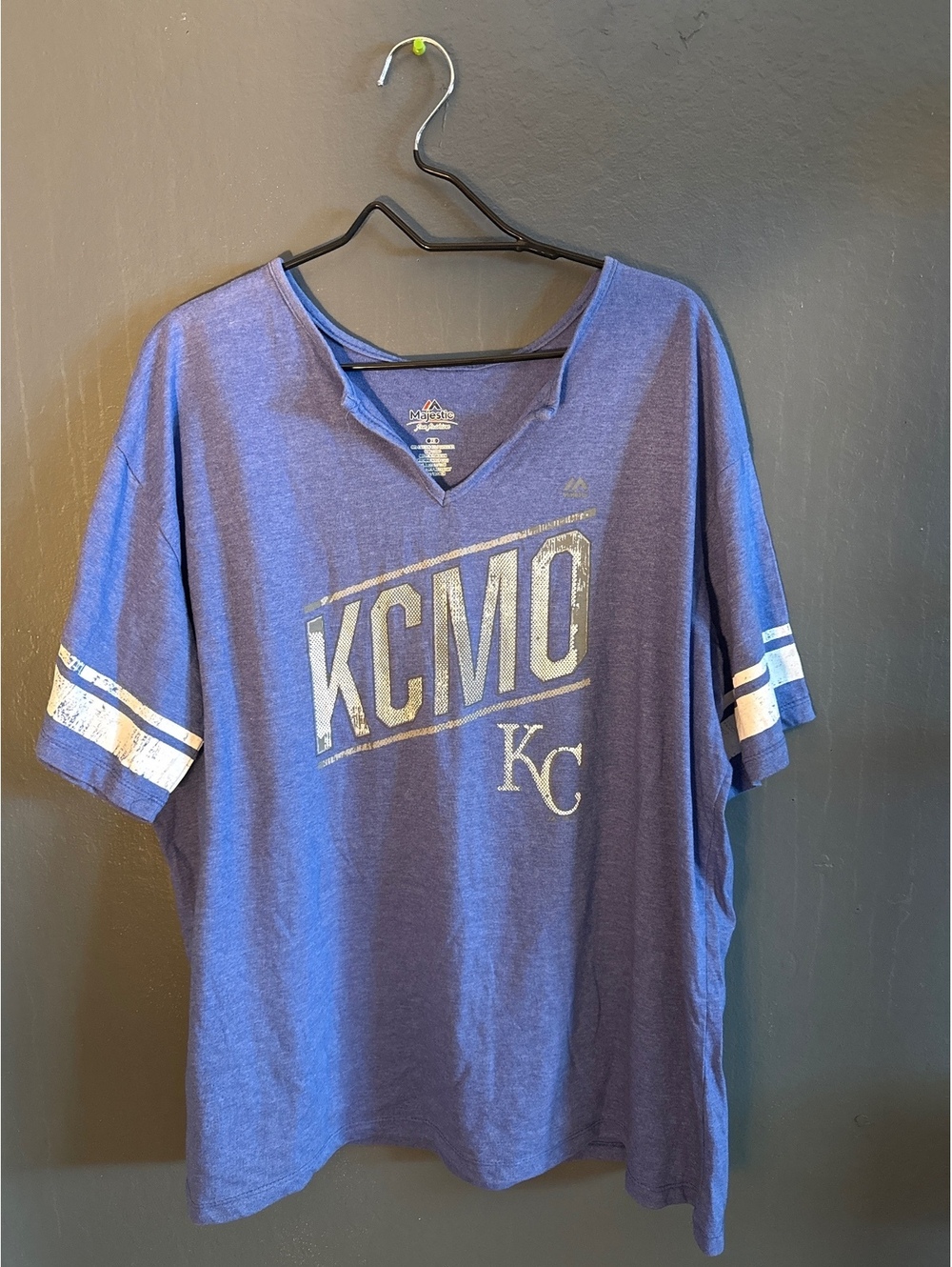 Majestic Kansas City Royals KCMO Blue and White Short Sleeve T-Shirt